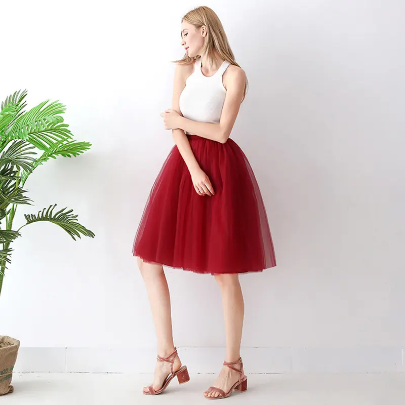 Váy Vải Tuyn Cho Nữ, Cạp Cao, Màu Trơn Nhẹ, Váy Tutu Sành Điệu, Màu Sắc Tươi Sáng, Thích Hợp Cho Mùa Hè 5