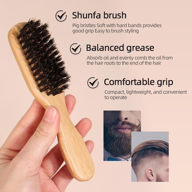 Product Introduction of Bamboo Handle Hair Brush, Hair Detangling & Styling Tool, Hairdressing Comb for Men, Professional Hair Styling Tools for Barber 4