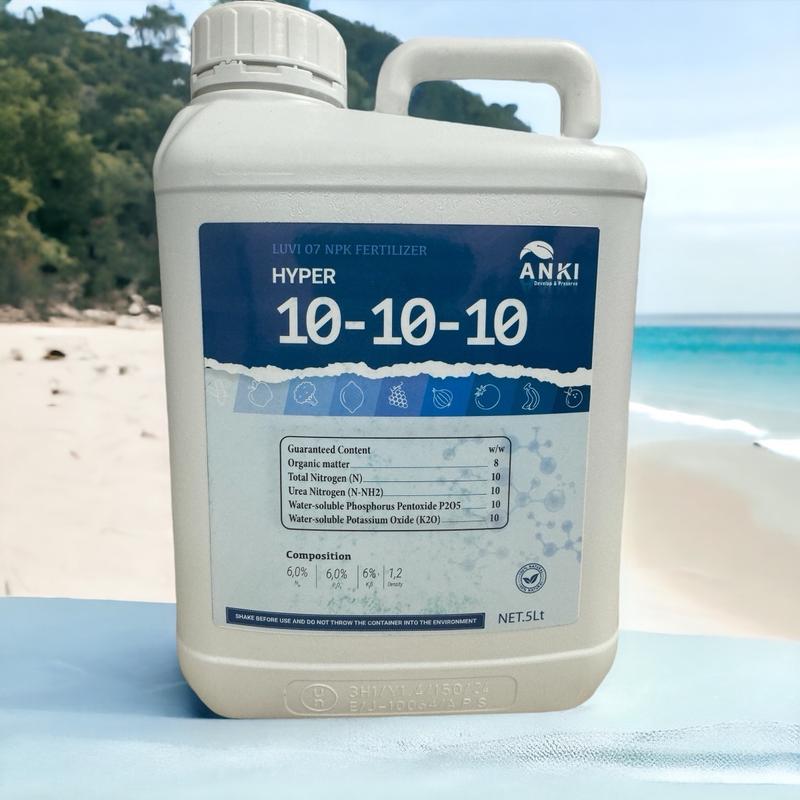 [Hàng mới về] Can phân bón NPK 10-10-10 hữu cơ 5 Lít (nguyên đai, nguyên kiện) nhập khẩu Châu Âu - Phân tử cực nhỏ, hấp thụ vào cây cực nhanh, dinh dưỡng đa lượng cân bằng.