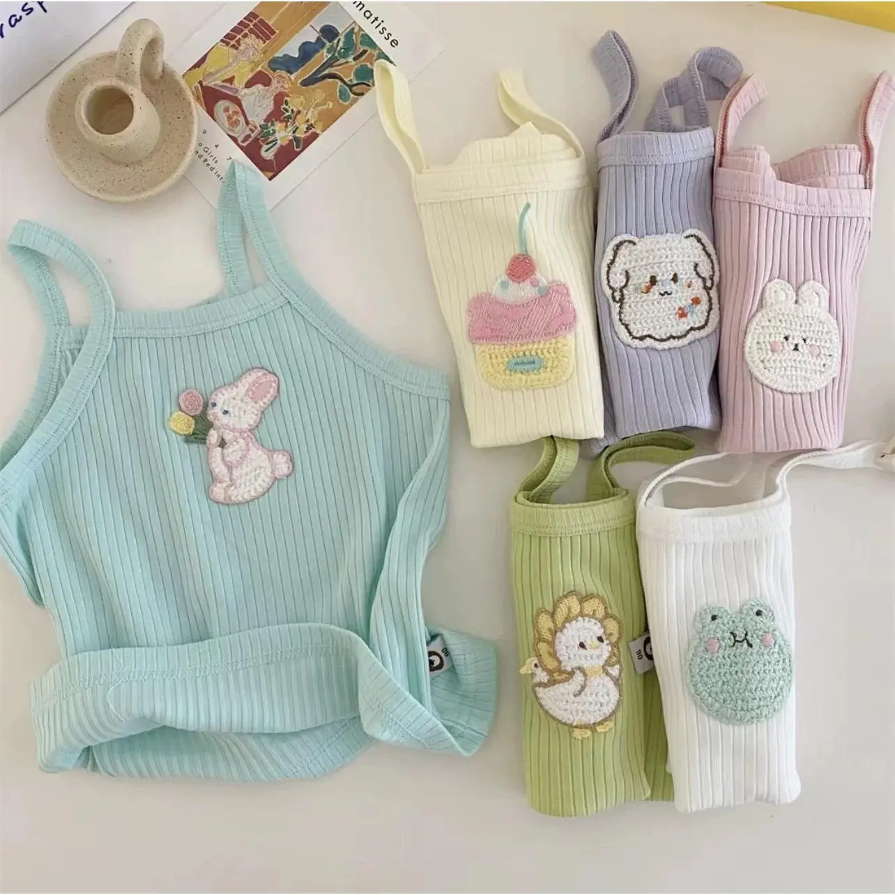 Áo Hai Dây Lụa Lạnh Cho Bé Gái, Mỏng Và Mới, Thích Hợp Cho Mùa Hè, Áo Mặc Bên Ngoài Cho Trẻ Em, Áo Phông Trẻ Em, Trang Phục Mùa Hè