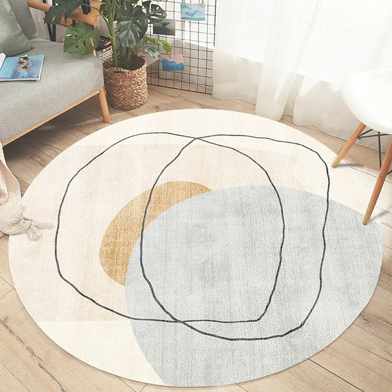 Thảm Tròn Phong Cách Wabi Sabi Nhật Bản, Thảm Trải Sàn, Thảm Phòng Ngủ Sang Trọng Tối Giản Bắc Âu, Thảm Bàn Cà Phê Phòng Khách Thảm Giỏ Treo 2