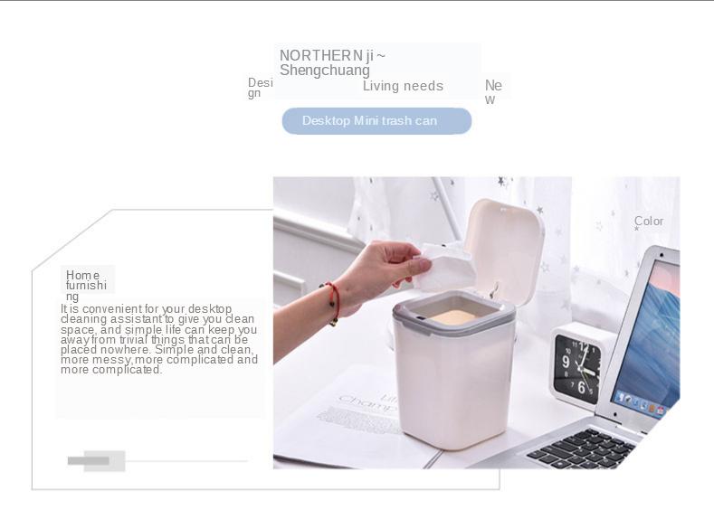 Product Introduction of Mini Trash Can Zero Waste Trash Can Recycle Bin Kitchen Nordic Simple Removable Desktop Trash Can Trash Bin  Kitchen Trash Can 9