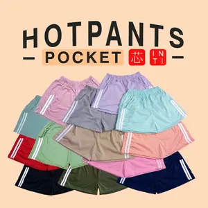 HOT PANTS WANITA KOREA CELANA WANITA KEKINIAN CELANA PENDEK SANTAI HOTPANTS HIGHWAIST Harian Kantong
