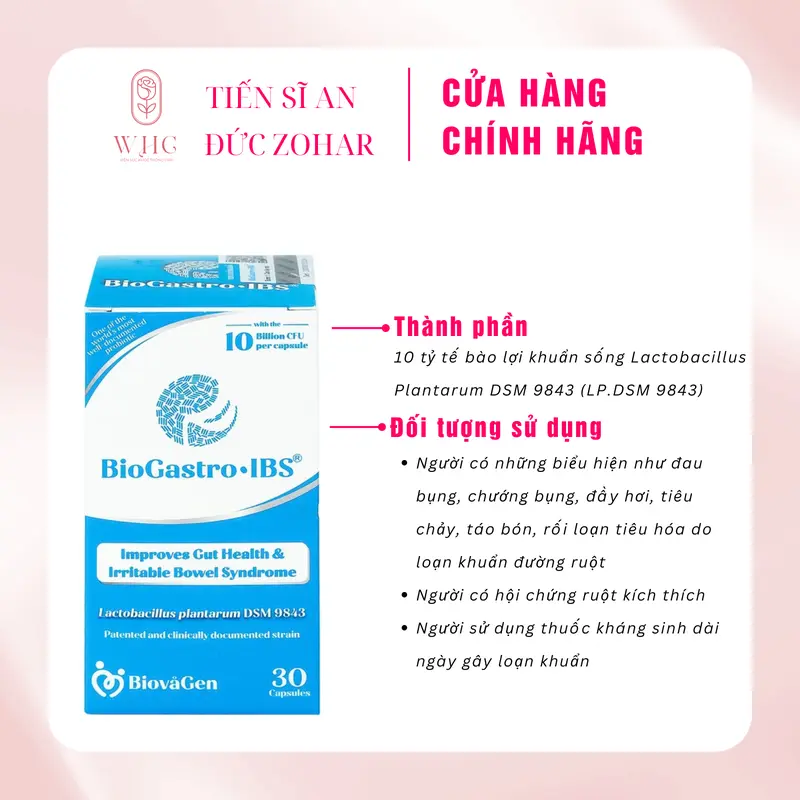 Men vi sinh BioGastro • IBS hỗ trợ cải thiện ruột kích thích, cải thiện sức khỏe đường ruột (Hộp 30 viên)  + Cẩm nang dinh dưỡng 4