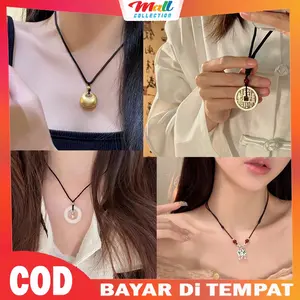 MALL Kalung Hoki Keberuntungan Liontin Elegant Kalung Etnik Batu Giok KLG01