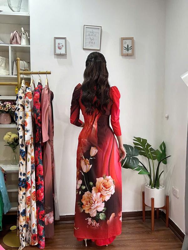 Áo dài lụa nhật in 6D Mã T1 Nữ - Hàng chính hãng - Women 5