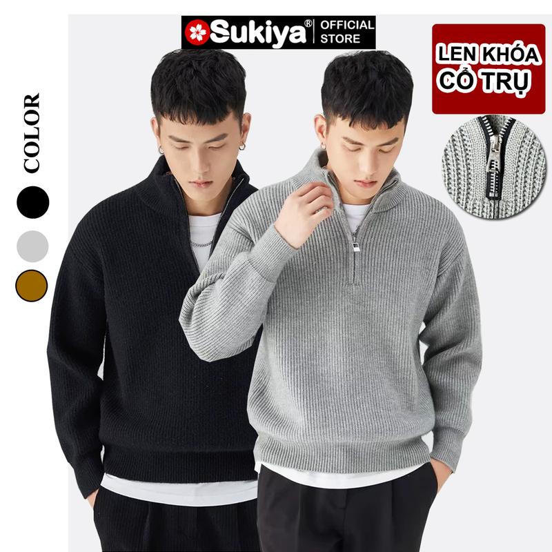 Áo Len Nam Nữ Kéo Khóa Cổ Trụ SUKIYA Form Rộng Phong Cách Hàn Quốc AL82 - Menswear