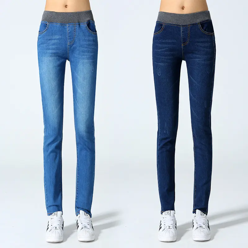 Celana Jeans Pinggang Tinggi Model Wanita Model Baru Celana Pensil Elastis Ramping Wanita Modis/8806