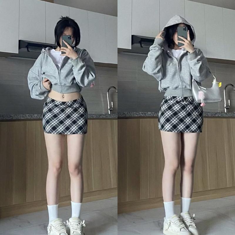 088 Áo khoác nỉ croptop dáng rộng siêu xinh phong cách Hàn Quốc Áo khoác thu đông nữ hoodie zip tay bồng