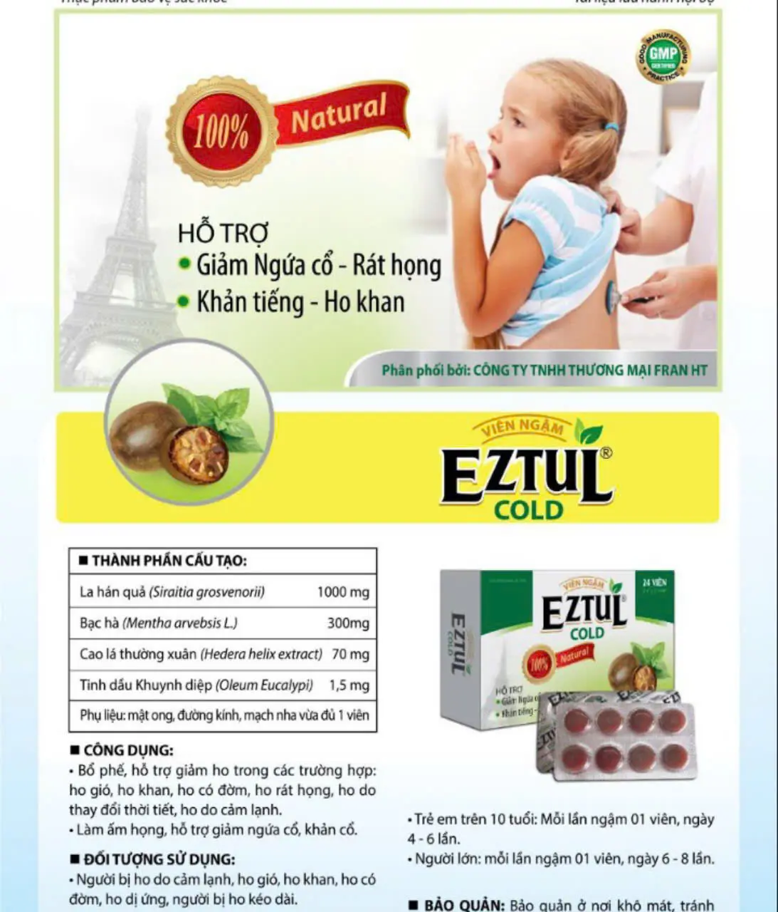 EzTul viên kẹo ngậm ho dịu cổ họng