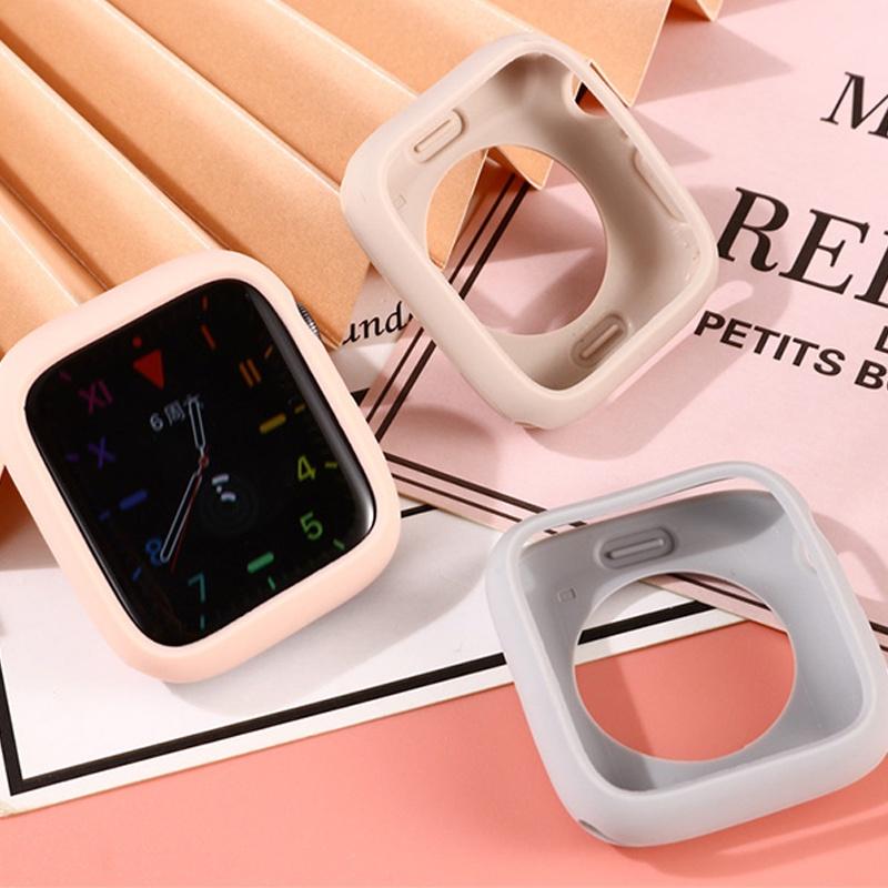 Ốp lưng silicone màu trơn cho đồng hồ thông minh các dòng Series 12, 11, 10, 9, 8, 7, 6, SE3, 5, 4, 3, 2, 1 và Ultra4, kích thước phù hợp với các cỡ 38 mm, 40 mm, 42 mm, 45 mm, 44 mm, 41 mm, 49 mm.