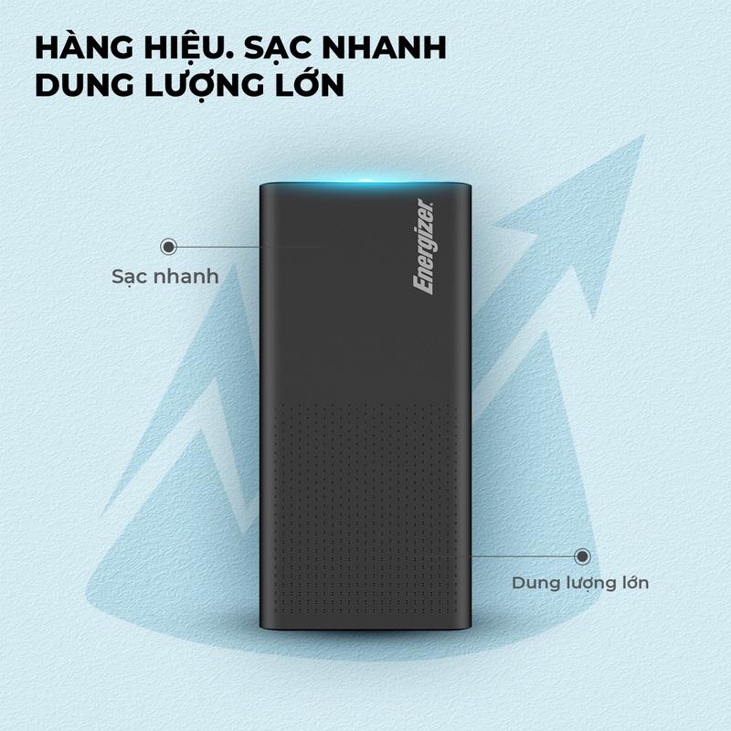 Pin dự phòng Energizer 20000mAh UE20012PQ - tích hợp sạc nhanh 2 chiều, 3 cổng sạc ra tiện lợi - Hàng chính hãng 3