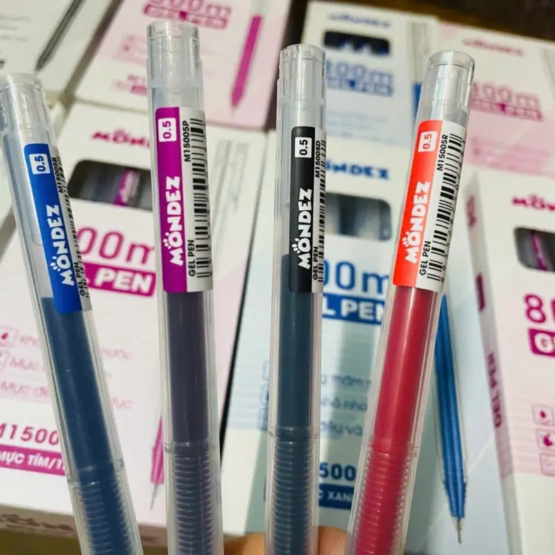 Bút kim không xoá Mondez viết là mê, đủ 4 màu: xanh, đen, tím, đỏ 4