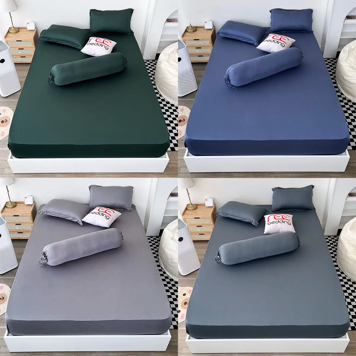 Bộ ga giường thun lạnh 4 món kèm vỏ ôm hàn quốc REE Bedding TL253 đủ size drap trải nệm 1m2 1m4 1m6 1m8