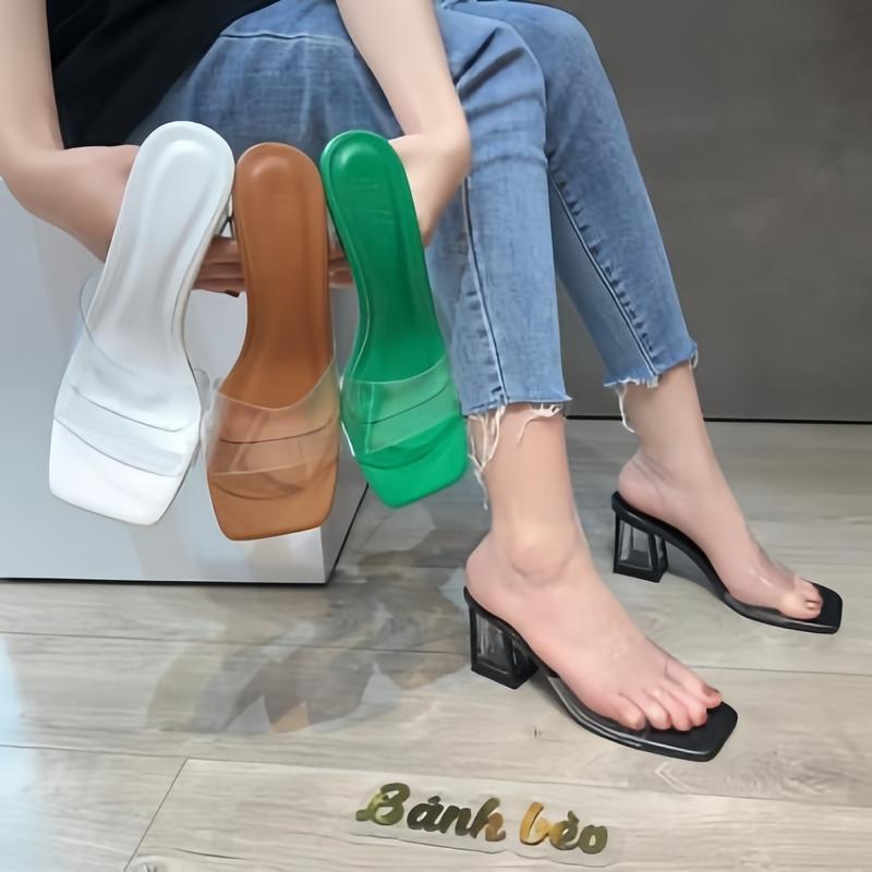 Giày Cao Gót Nữ quai trong gót Mika Trong 7P DÉP NỮ QUAI TRONG 7CM Giày Bánh Bèo mã Mika4canh Shoes DéP guốc giay caogot