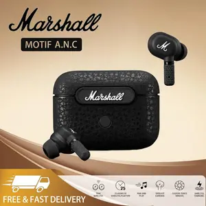 100% Ori Marshall MOTIF ANC True Wireless Bluetooth Earphones Sports Headsets with Mic Noise Canceling Stereo Deep Bass Earbuds In-Ear Headphones