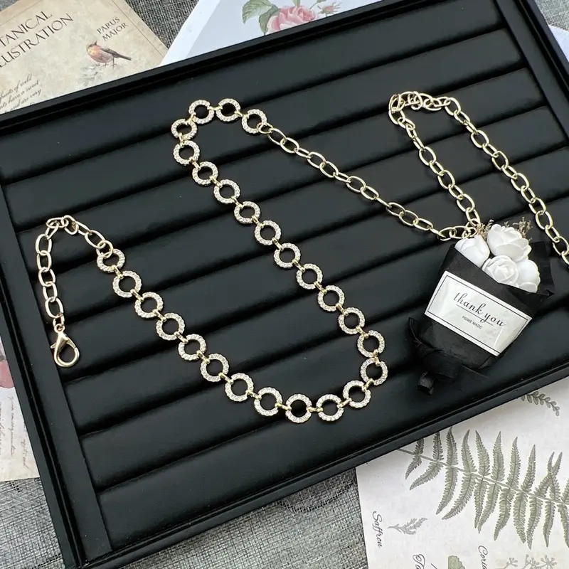 Thắt Lưng Xích Phối Váy Mặt Tròn 1cm Đính Đá 2 Màu, Chất Kim Loại Không Rỉ Sành Điệu Cho Nữ - H&T SHOP 3