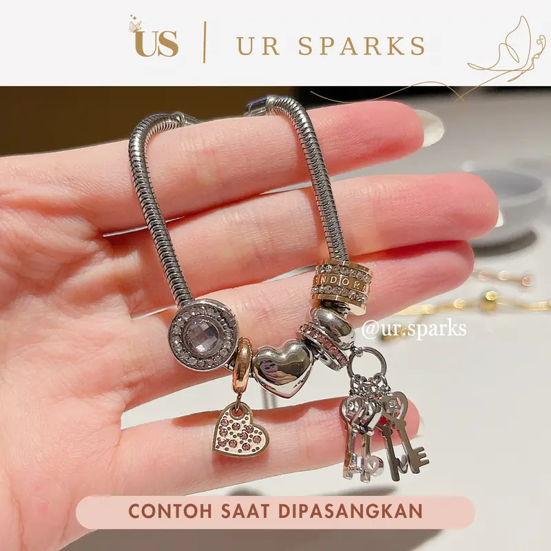 Ur.sparks • DIY Charms SILVER JUNTAI (Full Titanium) • DIY Beads atau Charms Anti Karat (Gelang dijual terpisah) Kotak 2