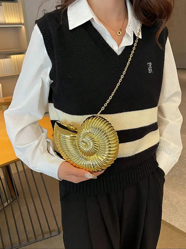 Women's Elegant Conch Design Evening Bag, Western Purse, Exquisite Trendy Shoulder Bag, Fashionable Crossbody Bag for Party Decoration 7