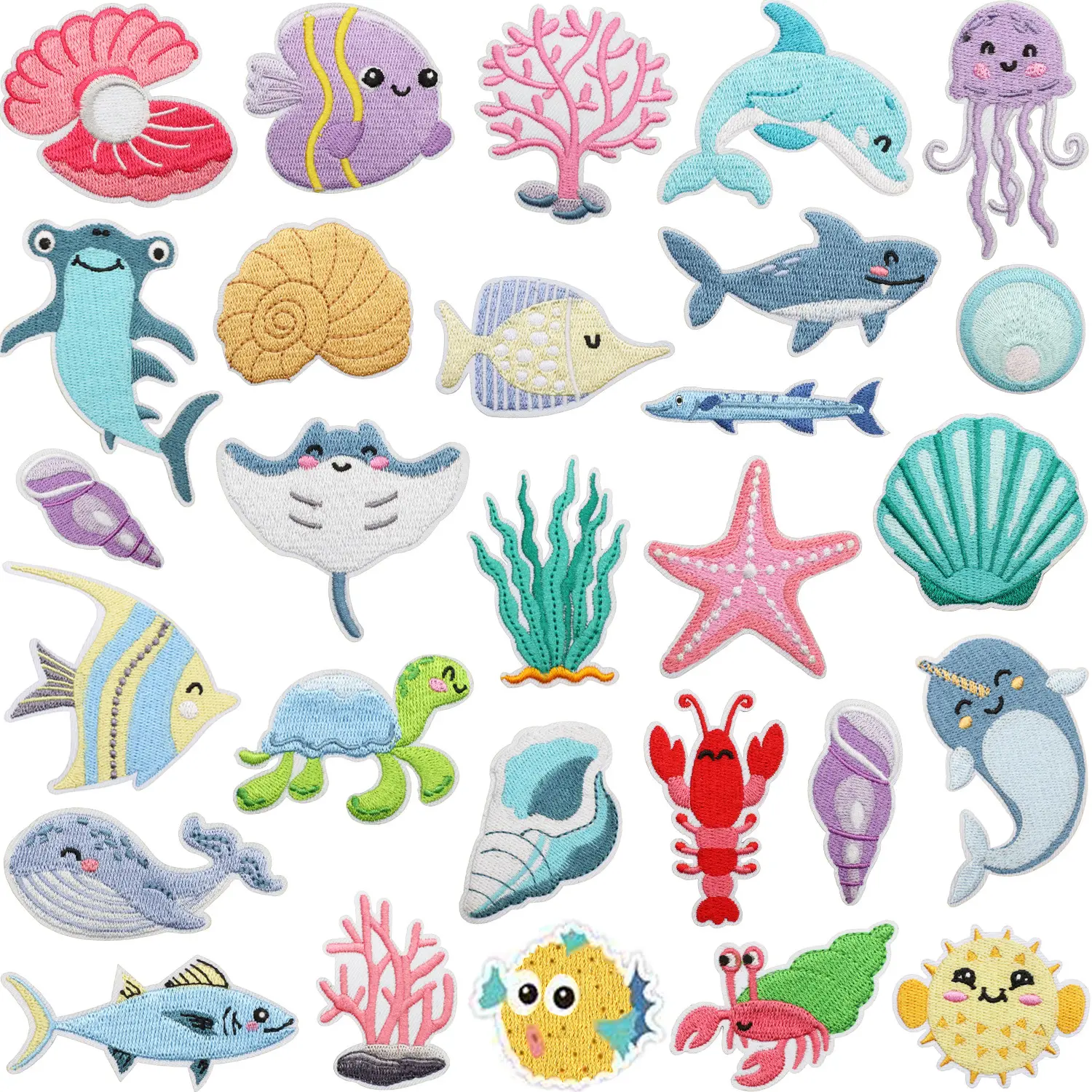 Marine Life Embroidered Patches Shark Dolphin Patches Clothing ...
