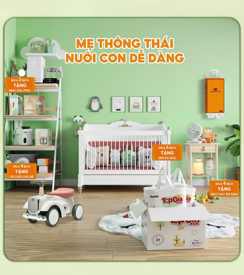 Product Introduction of (TẶNG 100 MIẾNG LÓT THẤM SỮA) 1 BỊCH Tã Bỉm Topgiakids pH<7 an toàn cho da bé, mềm mại, mỏng nhẹ, chống tràn tối đa tặng 100 miếng lót thấm sữa và kèm 2 miếng dùng thử (TDN) 20