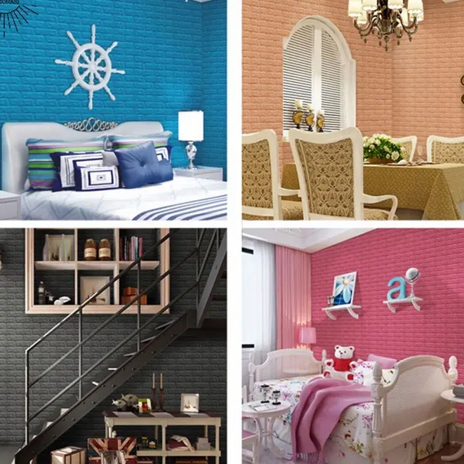 Paus Biru - Wallpaper Dinding Bata Stiker Wallfoam 3D Sticker Dekorasi Kamar Rumah Murah High Quality 3
