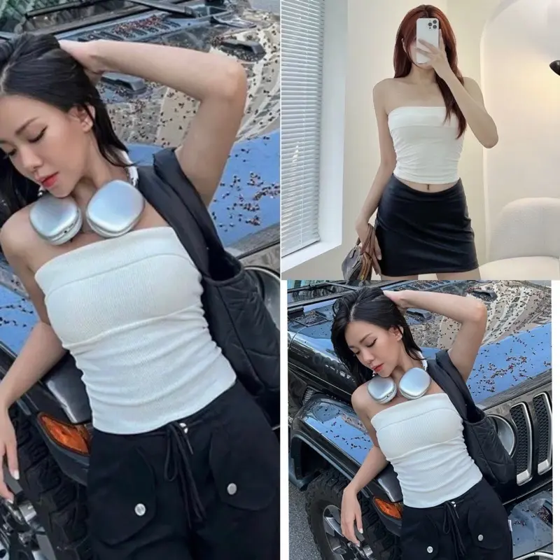 Áo quây gân có mút - áo ống cúp ngực trơn 1