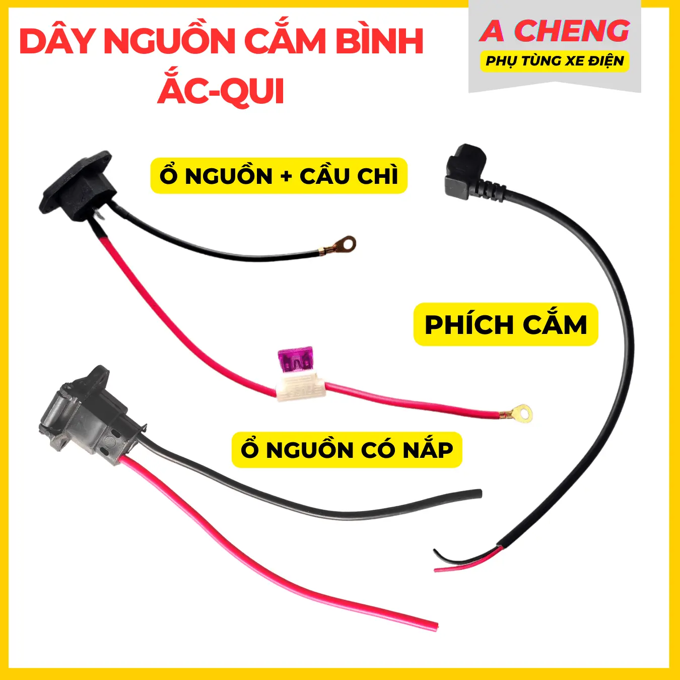 Dây Nguồn, Cầu Chì, Phích Cắm Bình, Ổ NguồnẮc Quy Xe Đạp Điện Các Loại Cao Cấp