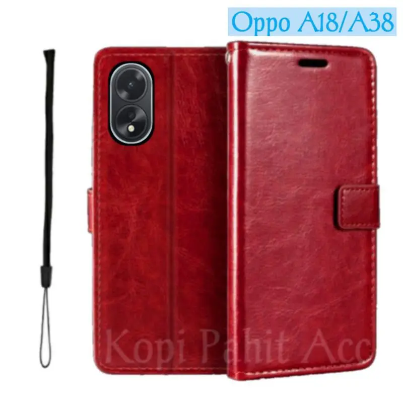 Case Untuk Hp Oppo A18 A38 Cph2579 Cph2591 Flip Cover Wallet Sarung Hp Casing Dompet Flip Magnet 4