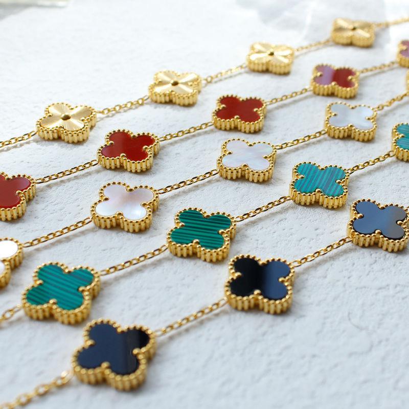 Bộ Vòng Tay Và Vòng Cổ Cỏ Bốn Lá, Phụ Kiện Cao Cấp, Giá Cả Phải Chăng, Trang Trí Thép Titan 18K, Dây Chuyền Áo Len, Món Quà Tốt Nhất Cho Bé Gái Và Bạn Gái 4