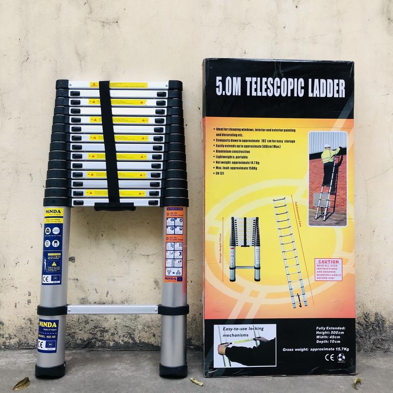 Thang nhôm rút gọn NiNDA ND-50 đai đen cao 5m