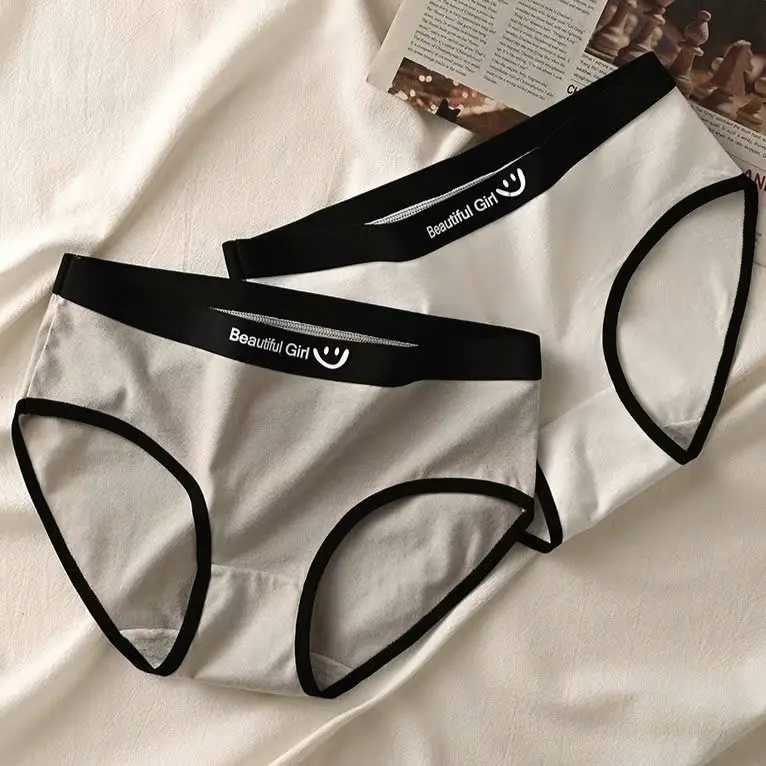 set 10 quần lót cotton nữ thiết kế họa tiết chữ sweet sọc và họa tiết gấu cute mềm mát Women Sọc Kẻ Thun 8