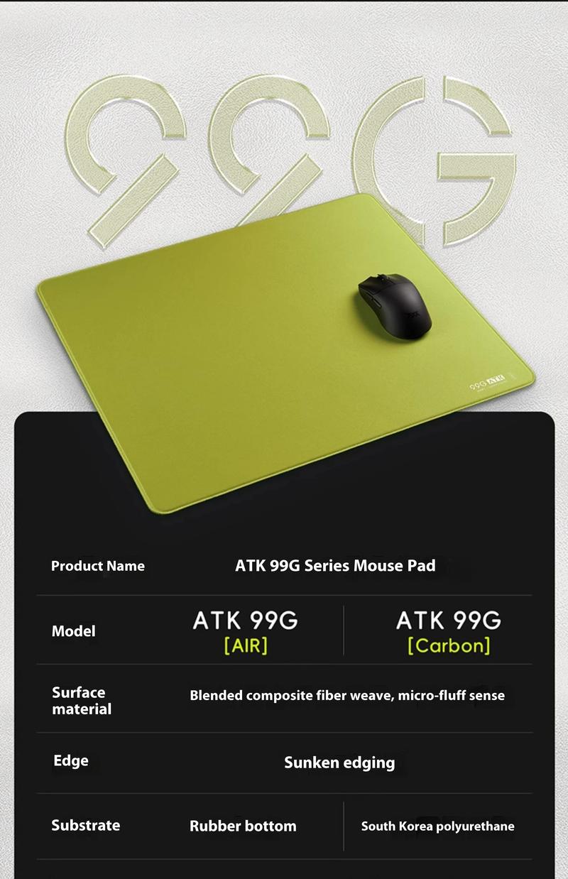 Product Introduction of ATK 99G Mouse Pad E-Sport Special for FPS Gaming Sunken Edge XSOFT Balanced Polyurethane Anti-slip Base Match Artisan Zero 99g mouse  pads 26