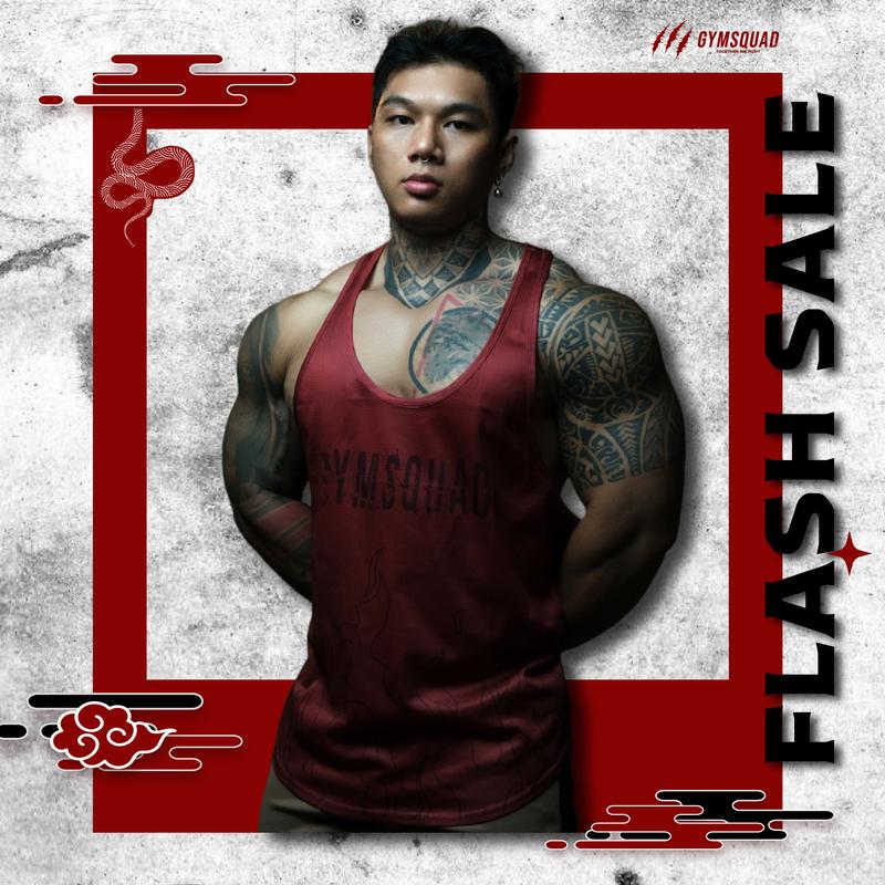 Stringer Fire (Chất lưới mỏng nhẹ) GYMSQUAD - Áo ba lỗ tập gym nam GYMSQUAD vải lưới mỏng nhẹ thoáng khí mensport