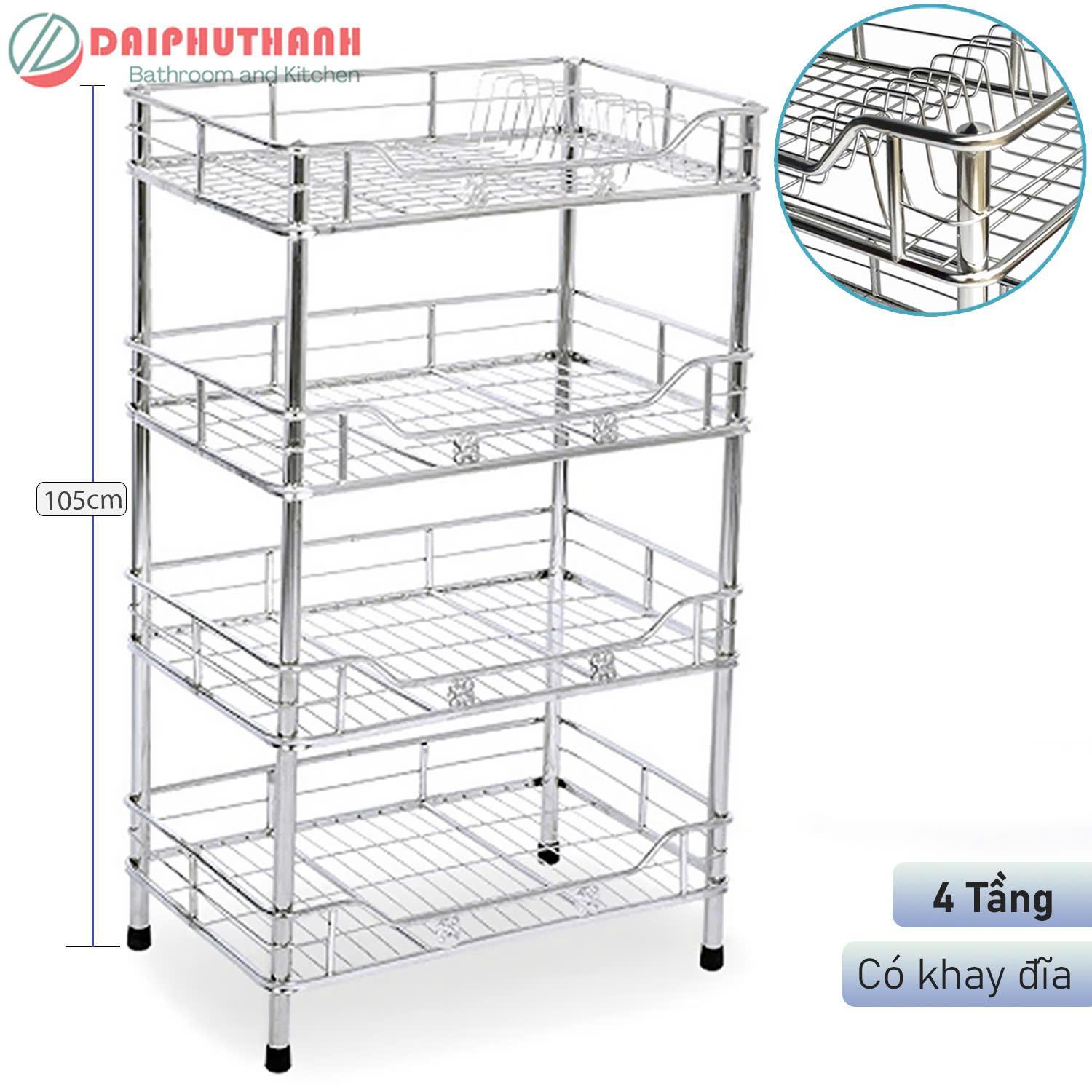 Kệ Bếp Kệ Úp Chén Đặt Bàn Inox Dài 60cm Rộng 40cm - Nhiều mẫu từ 2 tầng đến 4 tầng, kiểu có khay gác đĩa gọn gàng