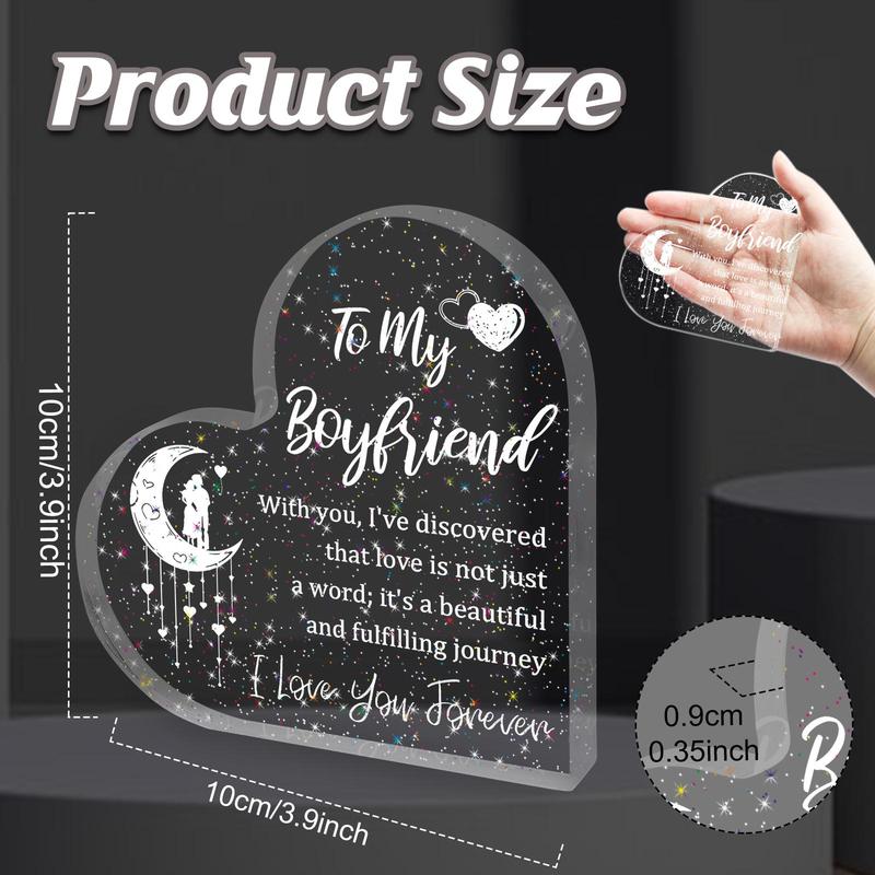 Product Introduction of Heart Shaped Acrylic Plaque, Creative Transparent Acrylic Plaque, Desktop Decoration Sign for Home Office, Gift for Boyfriend, Birthday Gift, Valentine's Day Gift Idea 1