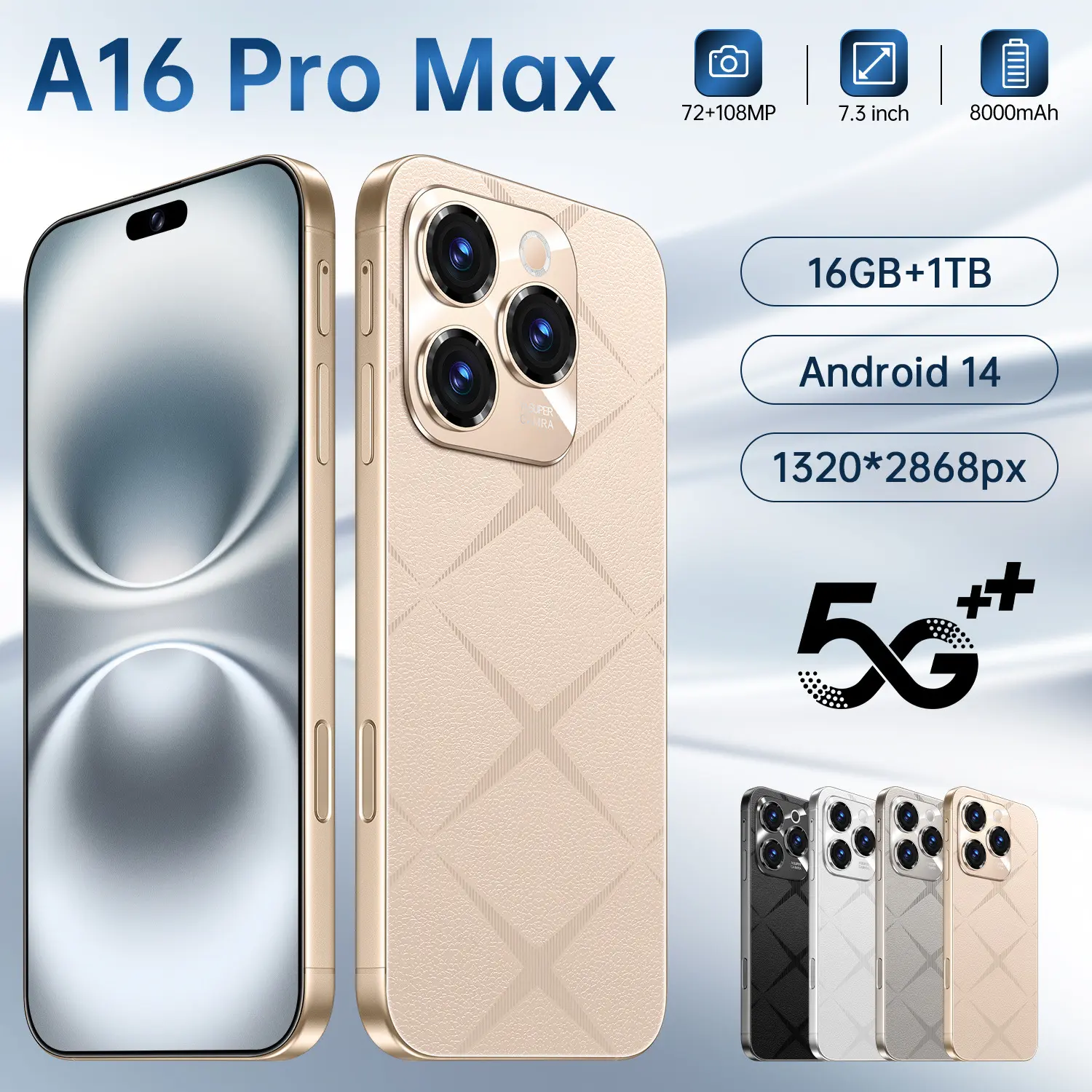 Điện Thoại Di Động, A16 ProMax, Xuyên Biên Giới, 4 + 64G, Điện Thoại Thông Minh 4G Chân Thực, 7.3 Inch, Hệ Điều Hành Android 10, Quốc Tế Thương, Nhà Máy Điện Thoại Di Động Android 14  pro  max  lock điện  thoại  ip  12promax