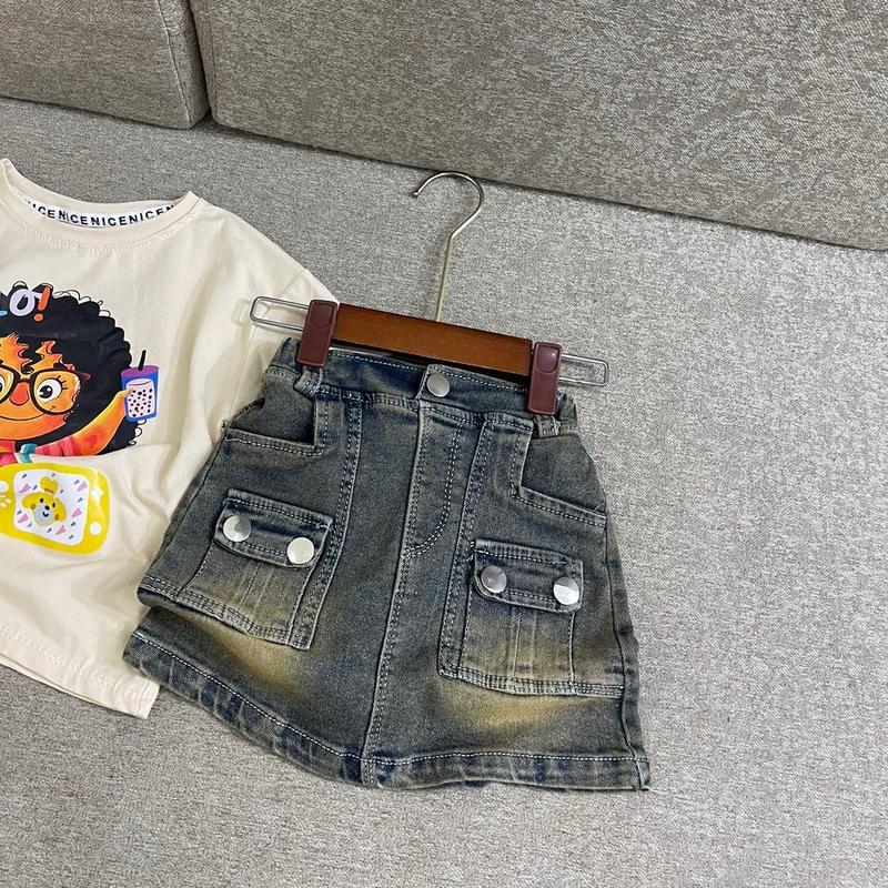 Chân váy jeans 2 túi siu xinh chất mềm đẹp co giãn bé gái xinhh