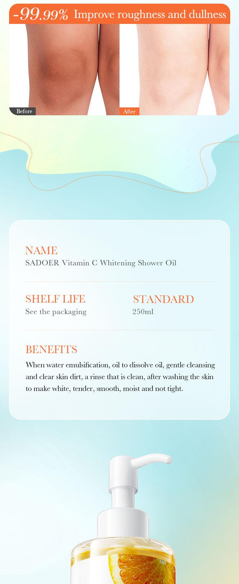 Product Introduction of Vitamin C Whitening Shower Oil Deep Cleansing Body Shower Liquid Beauty Salon Series 16