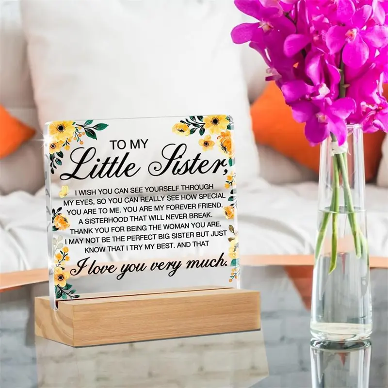 Little Sister Gift, Clear Desk Decorative Sign, Sister Gift, Gift for Sister, Home Decor, Desk Decor, Room Decor, Gift for Friend, Ornaments 2