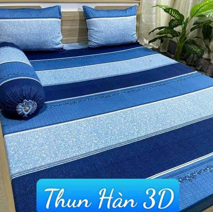 bộ ga gối thun hàn quốc sọc lá nhám biển dương và nâu 4 món 2 vỏ gối nằm 1 ôm 1 ga bo chun chân nệm 20cm đổ lại chất thun thoáng mát ko xù long ra màu chỉ giặt tay chống phai màu dệt phẳng super single & queen