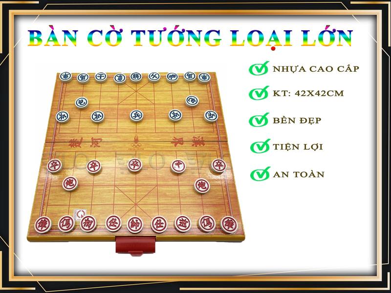 Bộ Cờ Tướng Loại Lớn 42x42cm Kèm Bàn Cờ Kiêm Hộp Đựng Board Game