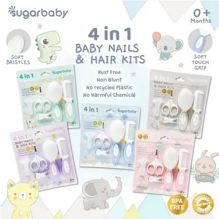 SUGARBABY Baby Nail & Hair Kits 4in1 ( Perlengkapan Perawatan Kuku & Rambut Bayi ) Brush Gunting