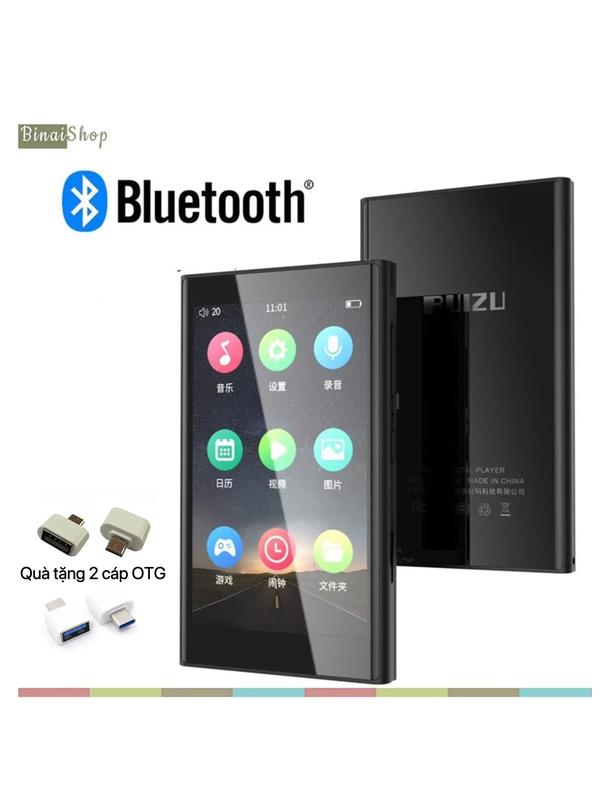 Ruizu H10 - Máy Nghe Nhạc Buetooth 5.0 Hai Chiều, Màn Hình Cảm Ứng, Xem Phim Full HD, Có Loa Ngoài (16GB / 32 GB)