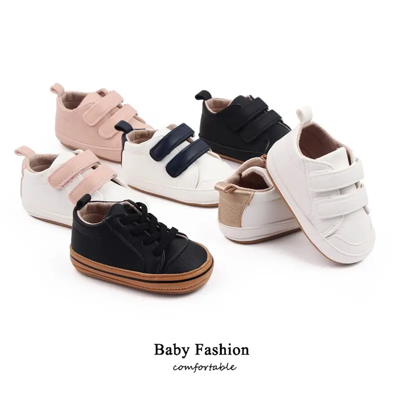 Infant Baby Boys Girls Moccasins Sneakers Solid Color/Contrast Color PU Leather Anti-Slip Sole Prewalker First Walker Shoes