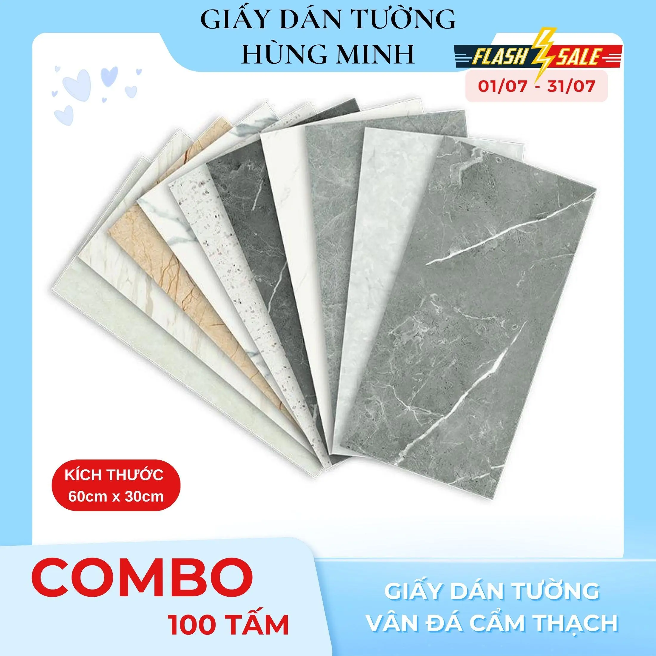 SIÊU COMBO TIẾT KIỆM - 100 tấm xốp PVC đá hoa cương cao cấp loại 1 dùng dán tường sạch sẽ, dễ lau chùi không bám bụi