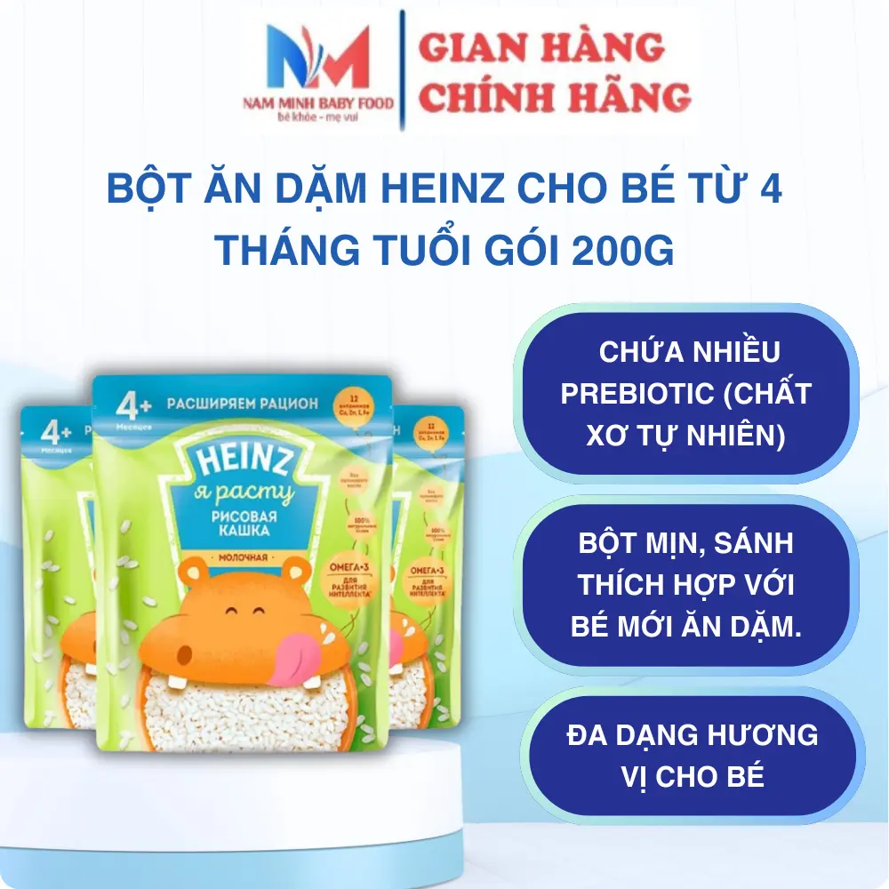 Bột Ăn Dặm Heinz Cho Bé Từ 4 Tháng Tuổi Gói 200g Đa Dạng Vị Bổ Sung Đầy Đủ Dưỡng Chất