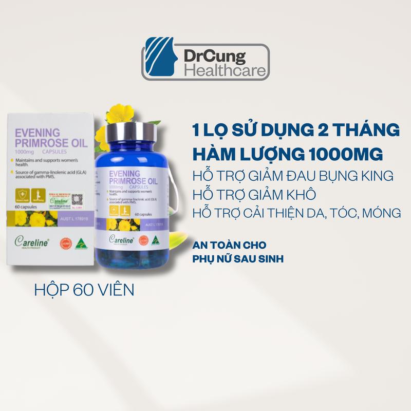 Product Introduction of ID1 CARELINE EVENING PRIMROSE OIL TINH DẦU HOA ANH THẢO dành cho người lớn 1000mg Lọ 60 Viên 0