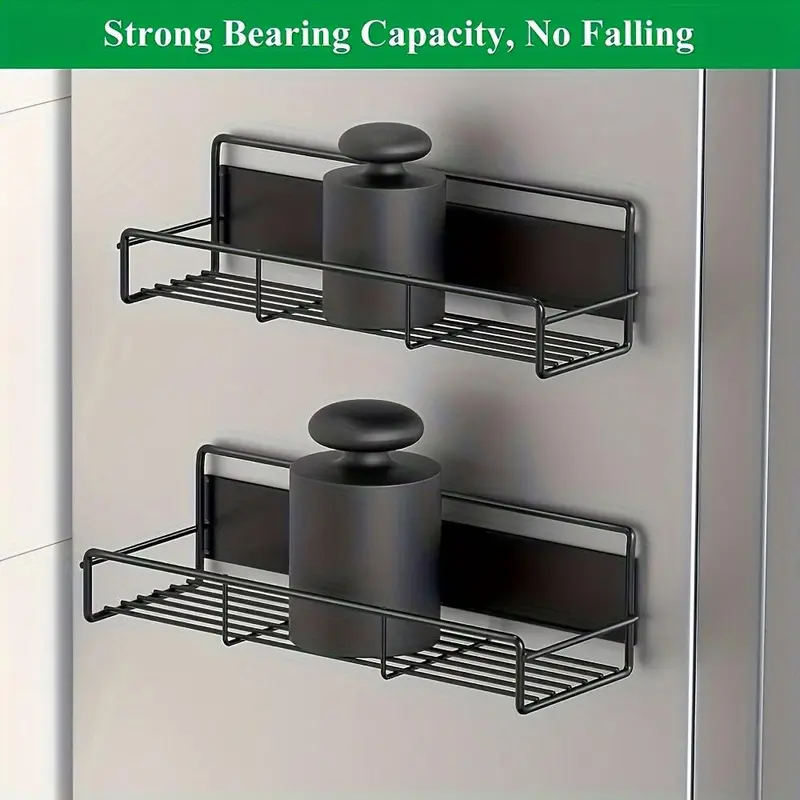 Magnetic Spice Rack for Refrigerator, 2 Counts/set Fridge Organizer, Metal Fridge Shelf, Kitchen Organization, Spice & Seasoning Organizer 6