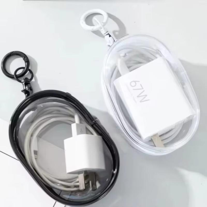 Product Introduction of Data cable charger earphone transparent storage small round bag 1